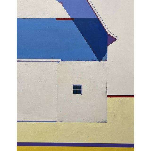 Barn, Palette #1 by Justin Wheatley | Acrylic on Canvas Blue and Cream Barn For Sale - Image 4 of 8
