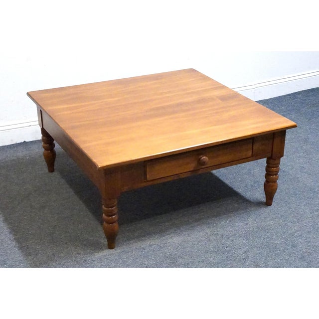 Wood Durham Furniture Solid Cherry Early American Style 38" Square Accent Coffee Table - Made in Canada For Sale - Image 7 of 13