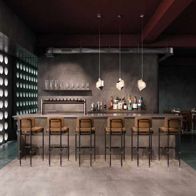 Black Fulton Bar Chair by Porus Studio For Sale - Image 8 of 14