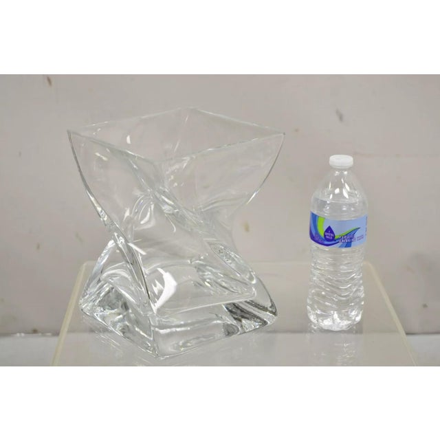 Late 20th Century Modern Abstract Turkish Konart Twisted Glass Crystal Vase Centerpiece (B) For Sale - Image 10 of 10