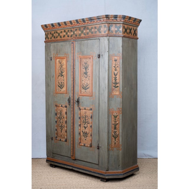Rustic European Antique Painted Armoire For Sale - Image 3 of 16