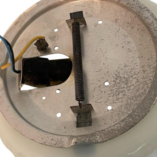 Gold Art Deco Ceiling Lamp with Opaline Glass and Metal Mount, Czechoslovakia, 1960s For Sale - Image 8 of 10