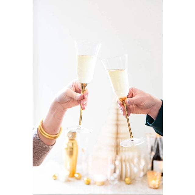 VIETRI Optical Gold Champagne Glass For Sale - Image 10 of 11