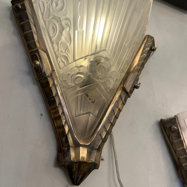 Early 20th Century Early 20th Century French Art Deco Sconces Pair For Sale - Image 5 of 9