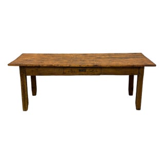 Late 19th Century Rustic Table in Fir and Chestnut with Drawer For Sale