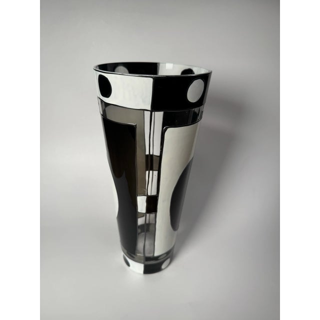 Art Deco Geometric Art Glass Vase Styled After Karl Palda For Sale - Image 4 of 12
