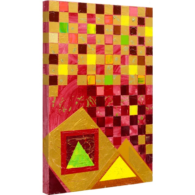 Bold abstract geometric composition, Little Boxes by Marc Foster Grant (American, b. 1947). Unsigned. but was acquired...