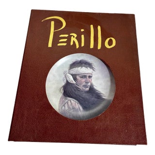 1980s Large Leather-Bound Perillo Art Portfolio Coffee Table Book For Sale