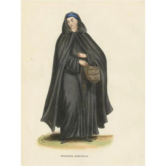 Tiron, Armenian Nun, 1845, Hand-Colored Print For Sale