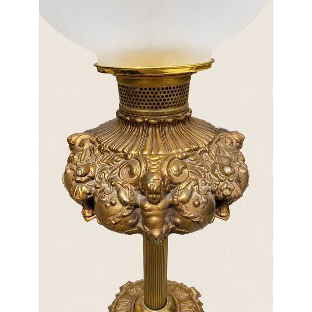 Striking vintage **1969 L&L WMC** electric table lamp designed in the form of an elaborate Victorian banquet or parlor...