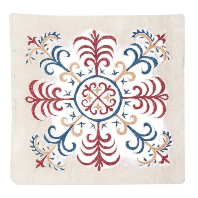 21"x21" 100% Silk Cushion Cover. Embroidered Pillow. Traditional Accent Pillow For Sale