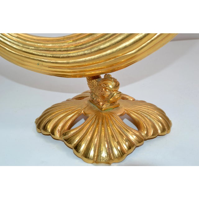 Metal Art Italian Gilt Bronze Cornucopia Vase Sea Serpent Decoration 20th Century For Sale - Image 7 of 13