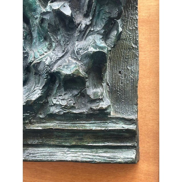 Artist Signed Bronze Wall Hanging Sculpture of Nude Woman on a Wooden Frame Circa 1990 For Sale - Image 4 of 11