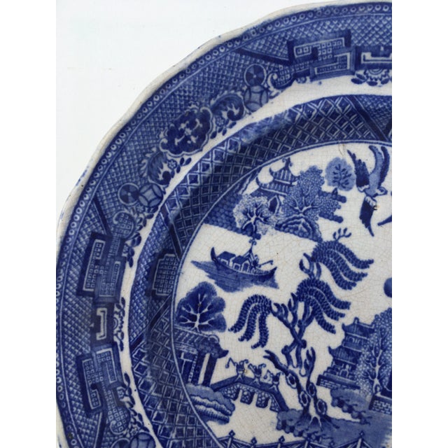 Illustration Early 19th Century Blue & White Willow Pattern Plate For Sale - Image 3 of 11