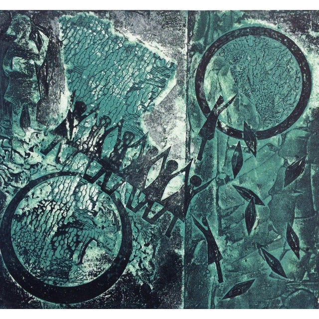 Barbara Wagner "Not Waving But Drowning III" Collagraph 2019 For Sale