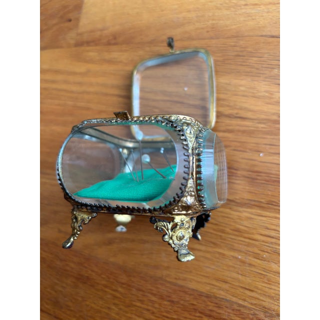 Glass Antique French Ormolu & Beveled Glass Jewelry Casket Box For Sale - Image 7 of 7