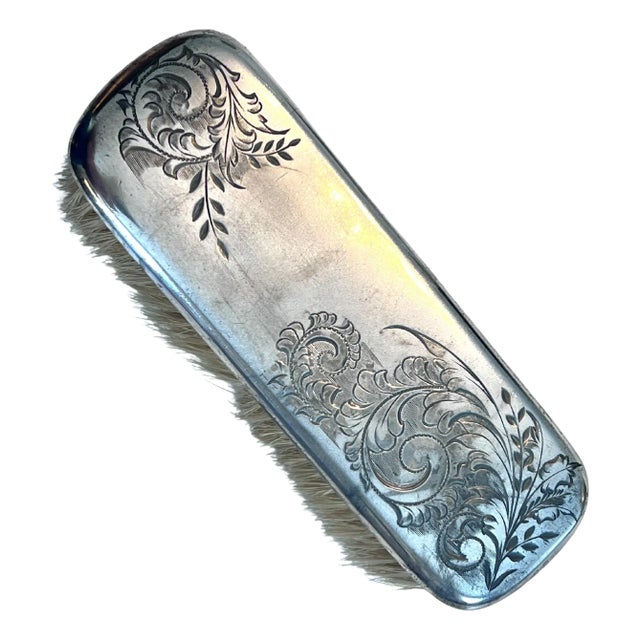 Silver Etched Horse Hair Clothes Brush For Sale