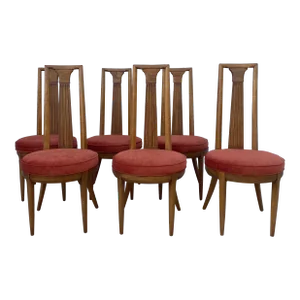 Reupholstered Set of 6 1960s Tomlinson “Sophisticate Collection” No63 Dining Chairs