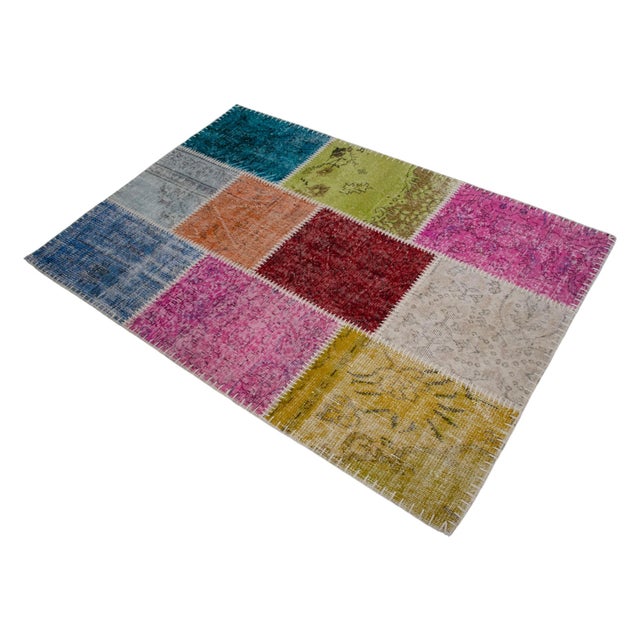 Magenta Vibrant Pink & Red Turkish Rug Hand Knotted Handstitched Floor Art Room Decor - 4'x5'11" For Sale - Image 8 of 17