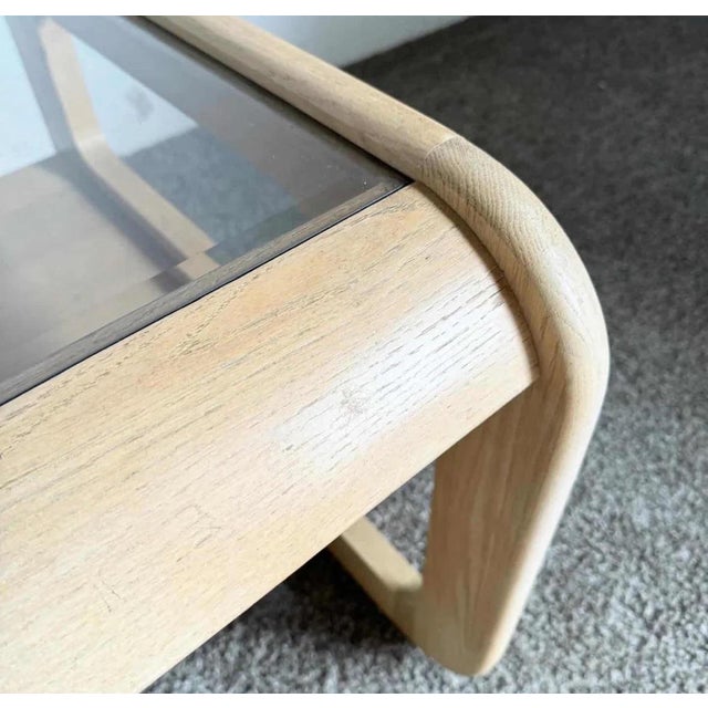 Mid Century Modern Oak Side Tables With Smoked Glass Top by Lou Hodges - A Pair For Sale - Image 11 of 12