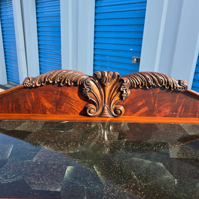 Brown Thomasville Ernest Hemingway 70" Console Table Granite Mosaic Top Lion Hardware For Sale - Image 8 of 11