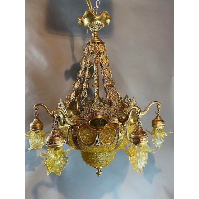 1970 French Louis XVI Bronze Gold Crystal Chandelier For Sale - Image 13 of 18
