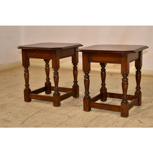 English Pair of England Oak Side Tables, Circa 1900 For Sale - Image 3 of 7