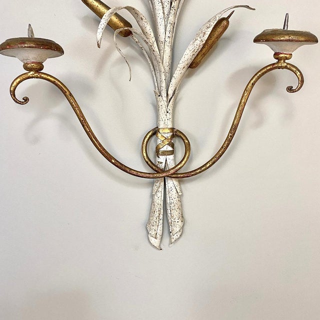 Pair Antique Italian Wrought Iron Painted Candle Wall Sconces Chairish