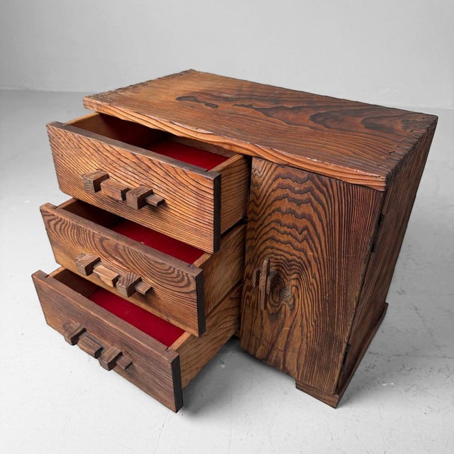 Mid-Century Modern Japanese Sugi Storage Cabinet with Drawers and Door, 1960s For Sale - Image 3 of 11