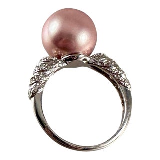 Sterling Silver Pearl and Cz Ring Sz 7 New For Sale