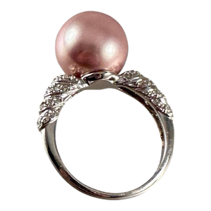 Sterling Silver Pearl and Cz Ring Sz 7 New