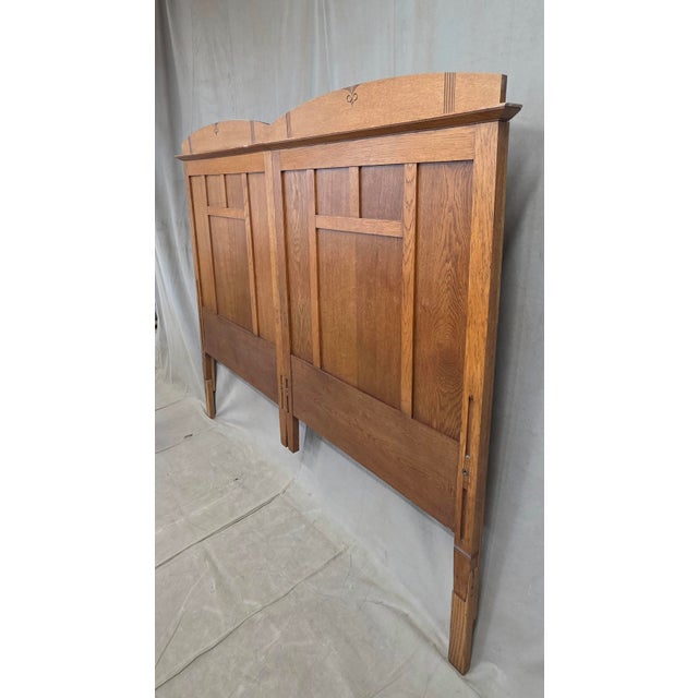 Early 20th Century Antique Oak King Size Headboard, Arts & Crafts Style, Usa, Circa 1920 For Sale - Image 5 of 13