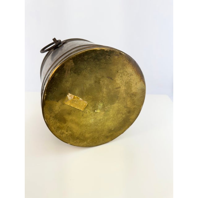Vintage Patinated Brass Planter With Shell Medallion & Ring Handles For Sale - Image 10 of 10