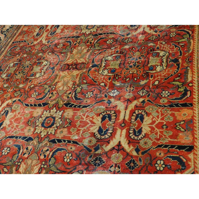 Textile 1920s Antique Persian Sickle Leaf Mahal Rug - 10'3"x 14' For Sale - Image 7 of 13