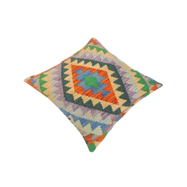 Rustic Turkish Georgett Hand Woven Kilim Throw Pillow For Sale - Image 4 of 5