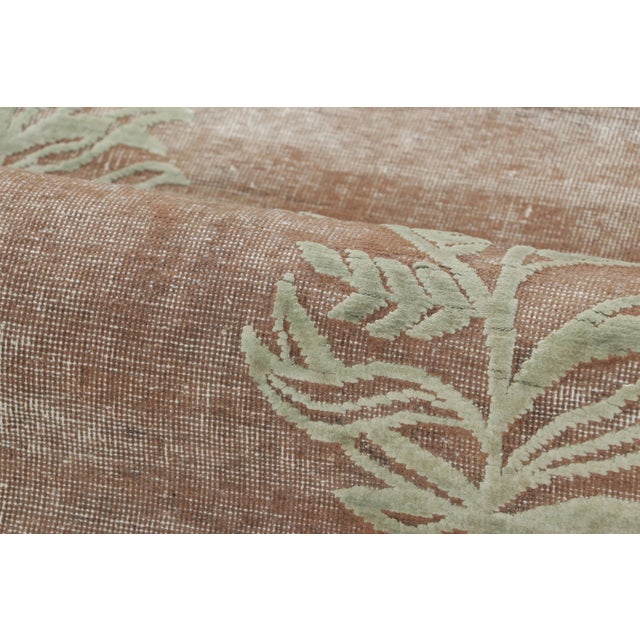 Contemporary Block Print Floral Natural Silk Runner by Rug & Kilim, India For Sale In New York - Image 6 of 9