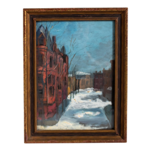 Early 1900's Baltimore Brownstone Street Scene Painting by Artist Lilian Giffen