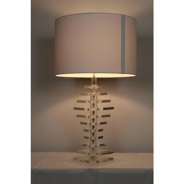 Mid 20th Century Stacked Sculptural Lucite Lamp For Sale In Miami - Image 6 of 11