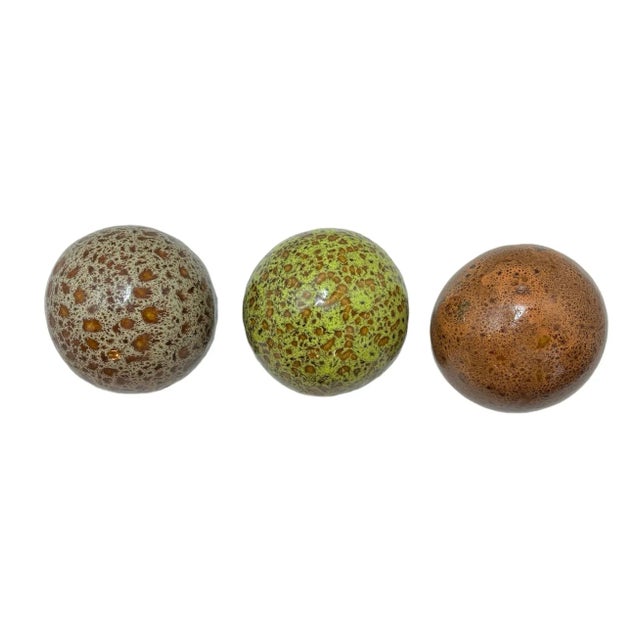 1990s 1990s Hand Painted Glazed Splash Ceramic Spheres - Set of 6 Assorted Sizes For Sale - Image 5 of 7