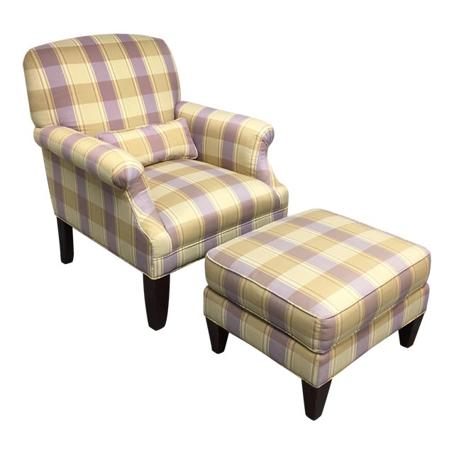 Ethan Allen Upholstered Chair & Ottoman Chairish