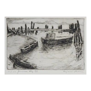 Vintage Mid 20th Century Etching Jamaica Bay New York For Sale