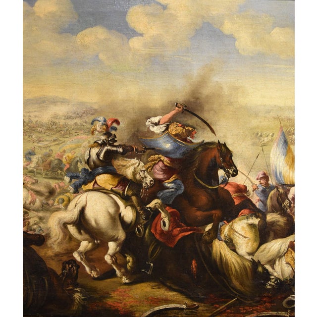 After Marzio Masturzo, Battle Scene, 1680, Oil on Canvas, Framed For Sale - Image 6 of 15