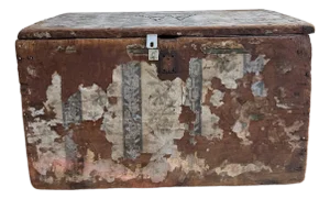 Distressed Antique Wooden Trunk, c.1800s