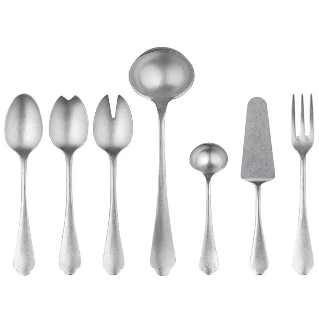 Contemporary Mepra Dolce Vita 7-Piece Full Serving Set, Pewter For Sale - Image 3 of 3