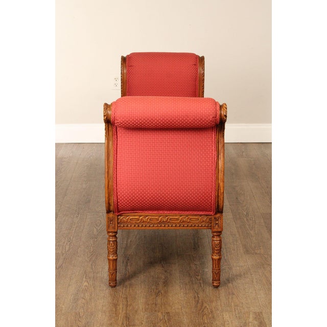 Stanford Furniture French Louis XVI Style Carved Walnut Window Bench For Sale - Image 11 of 12