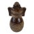 Vintage Carved Wooden Vessel With Turtle Finial – Tribal Style Decorative Object For Sale