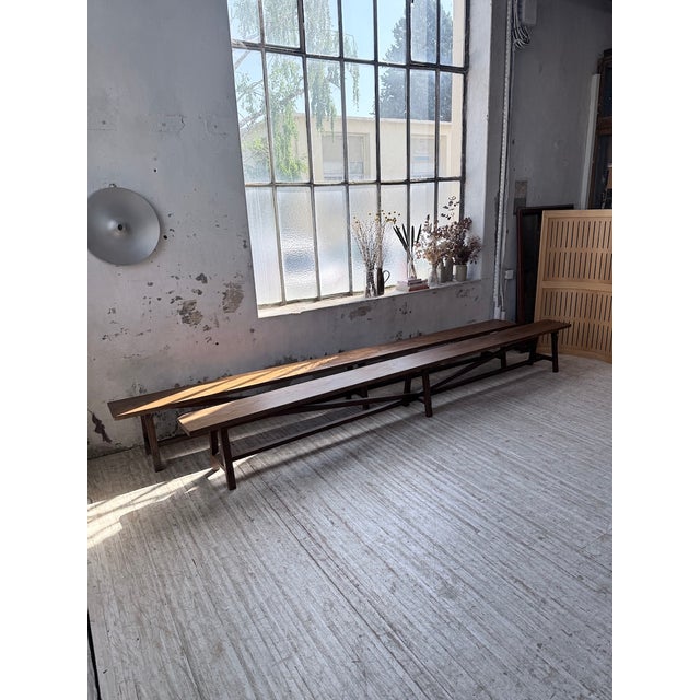 1950s Oak Farm Benches, 1950s, Set of 2 For Sale - Image 5 of 18