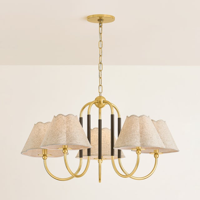 Traditional Mitzi Janie 33 in. 5 Light Chandelier in Aged Brass and True Bronze Finish For Sale - Image 3 of 9