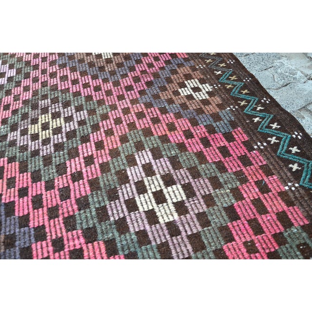 1960s Oversize Handmade Oushak Turkish Kilim Rug For Sale - Image 9 of 11