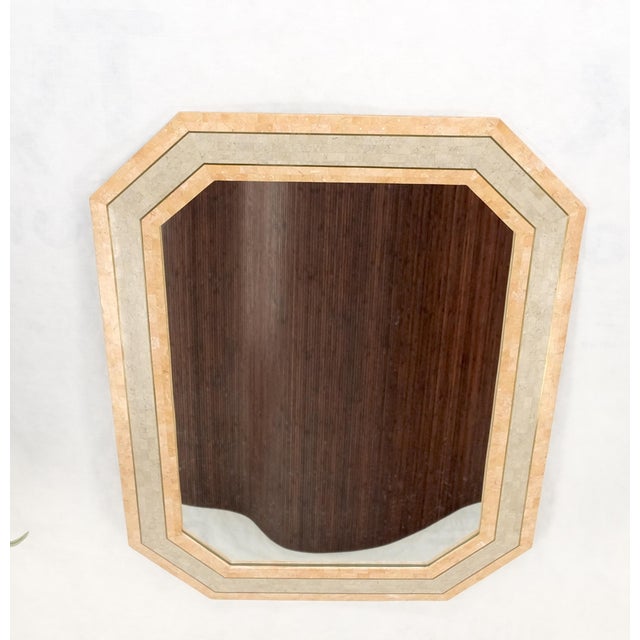 Tessellated Frame Octagonal Rectangle Shape Brass Inlay Wall Mirror For Sale - Image 10 of 10
